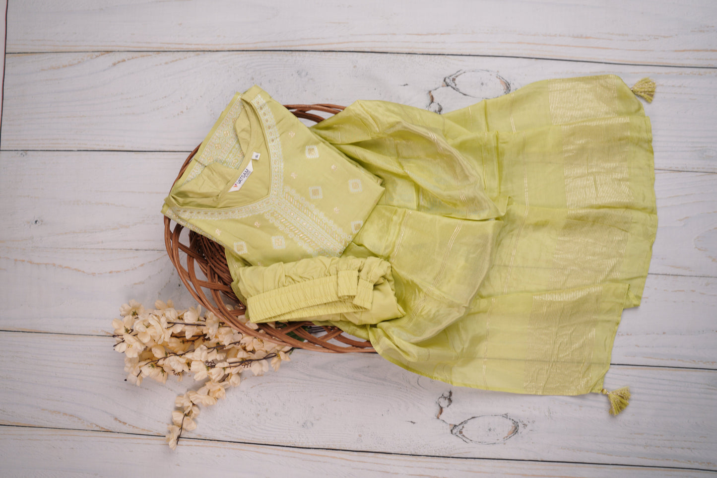 Olive Unstiched Dress Material Suit