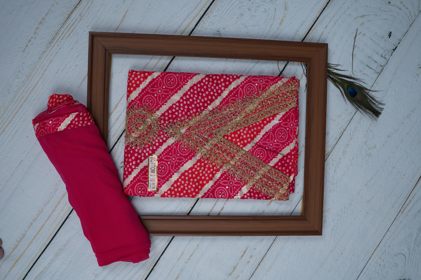 Deep Pink Unstitched Dress Material Suit