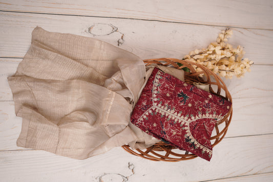 Maroonish Red Unstiched Material Suit