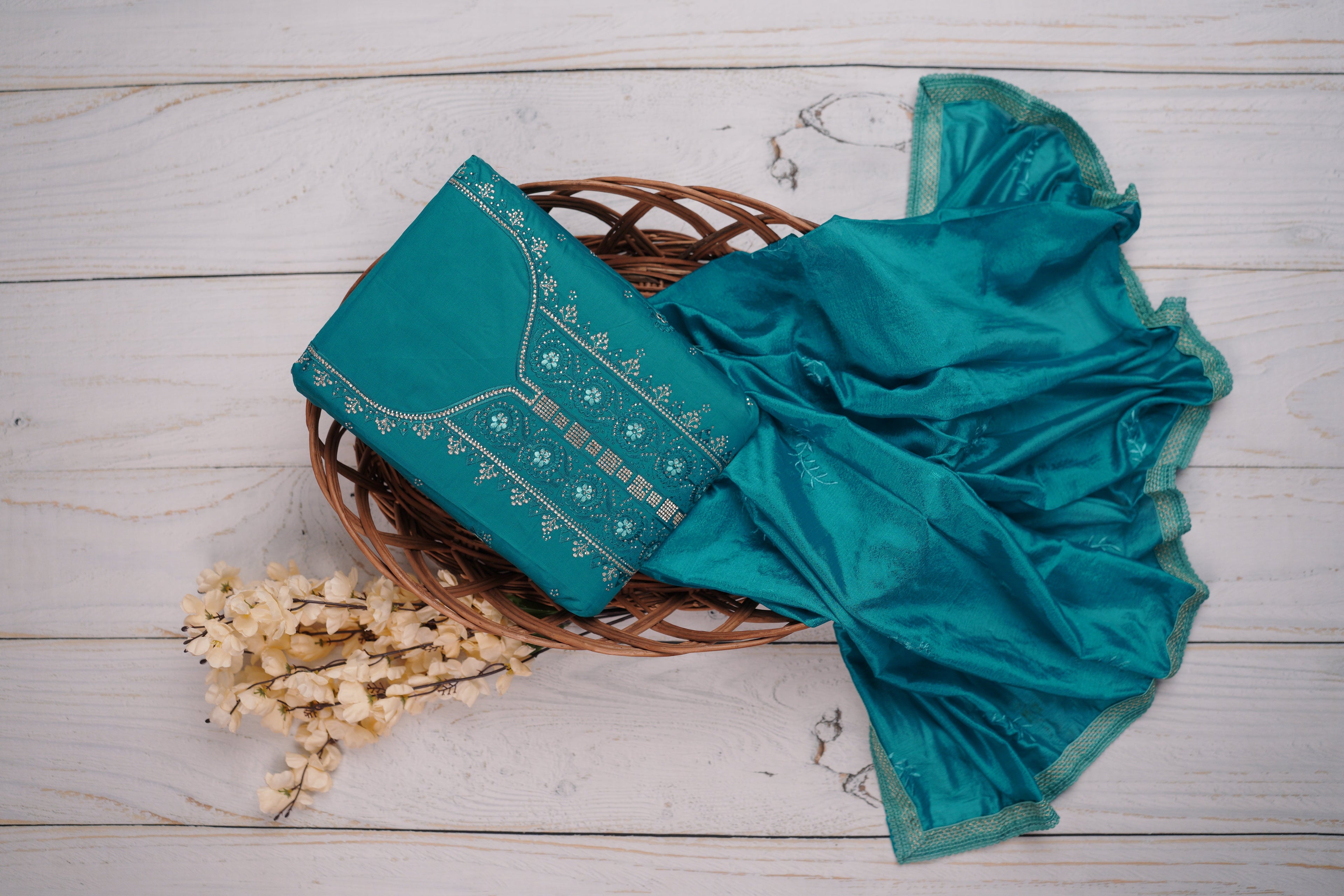 Blue Unstitched Fabric Suit