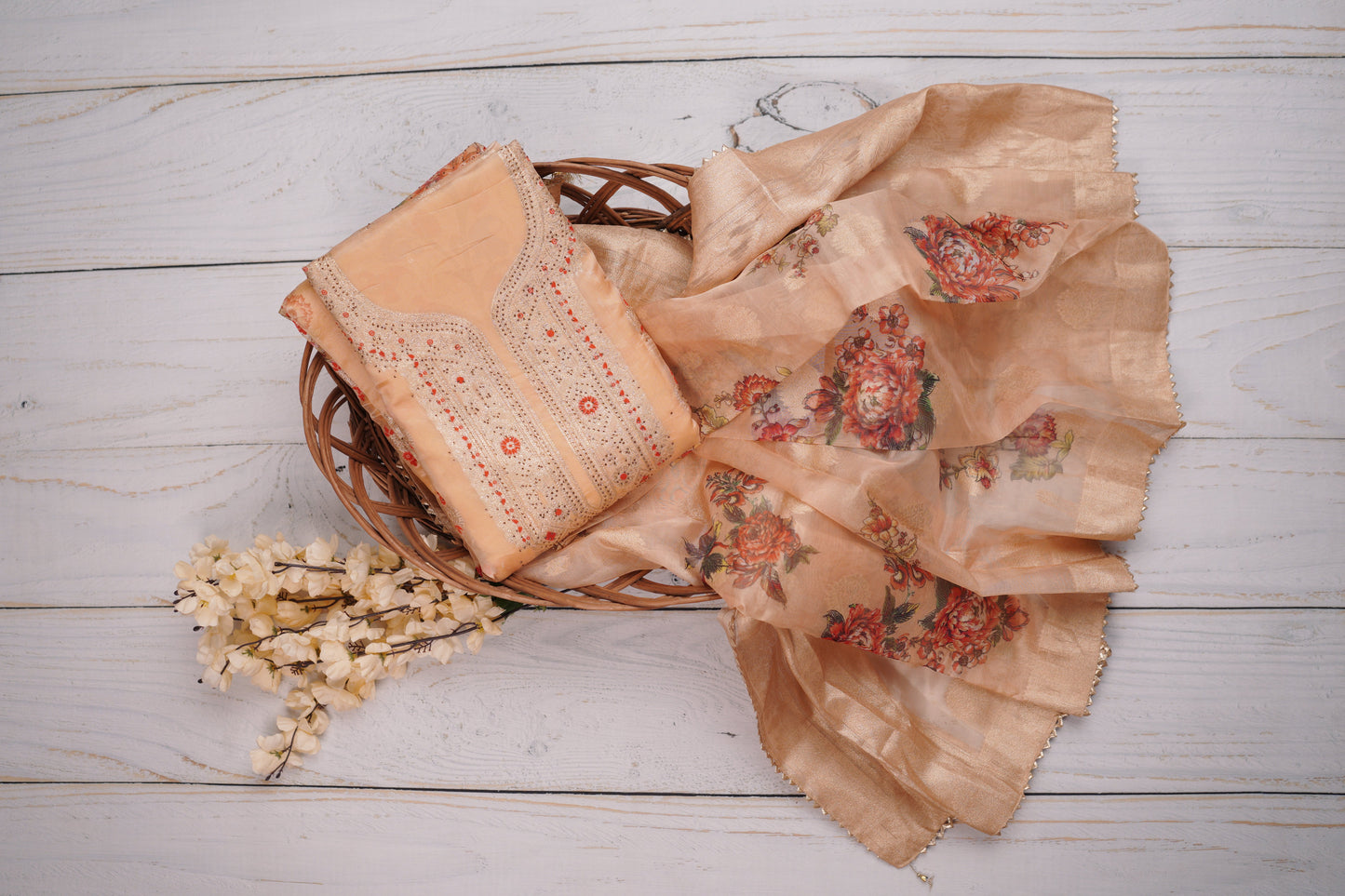 Yellow Unstiched Dress Material Suit