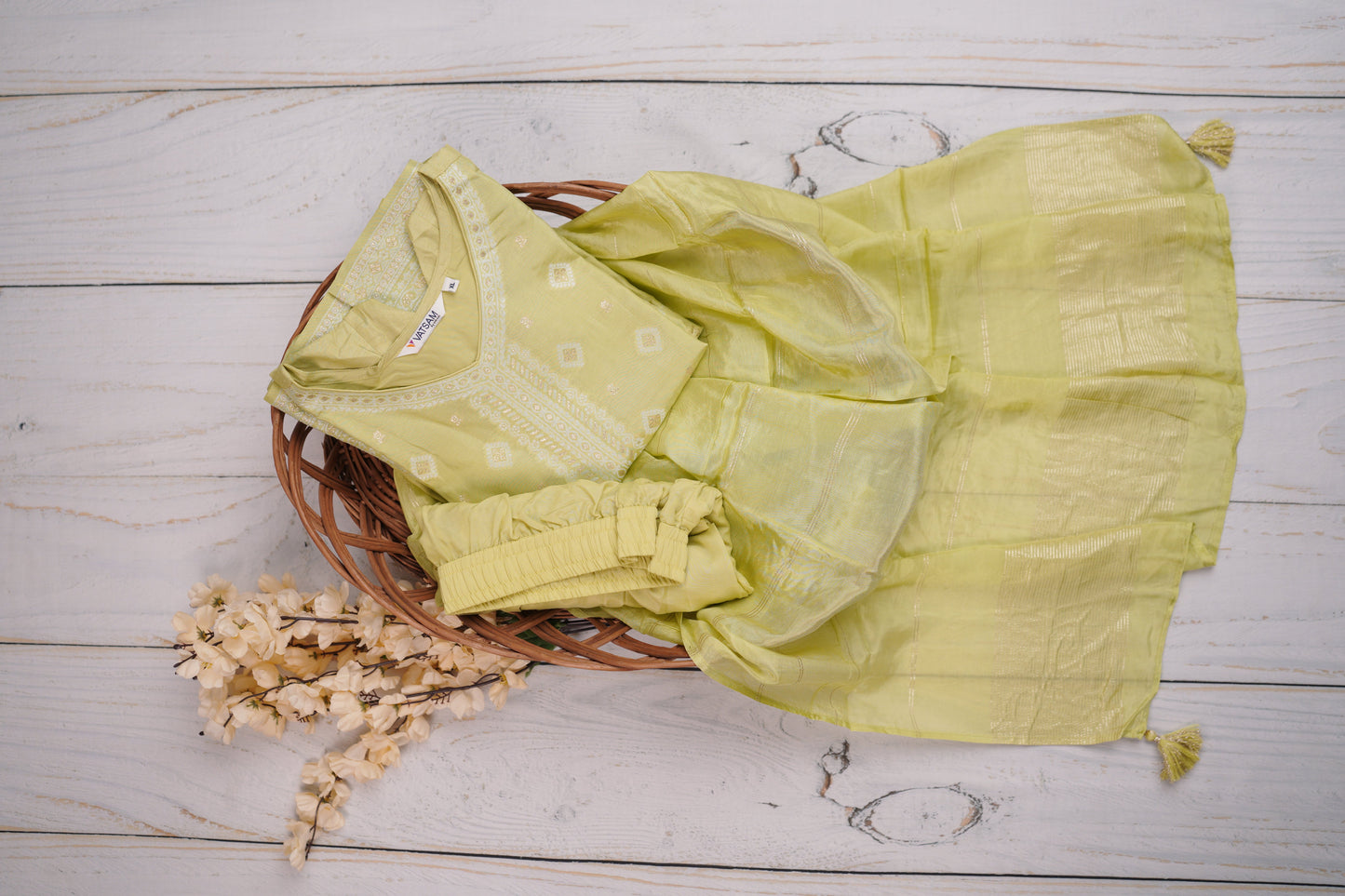 Olive Unstiched Dress Material Suit