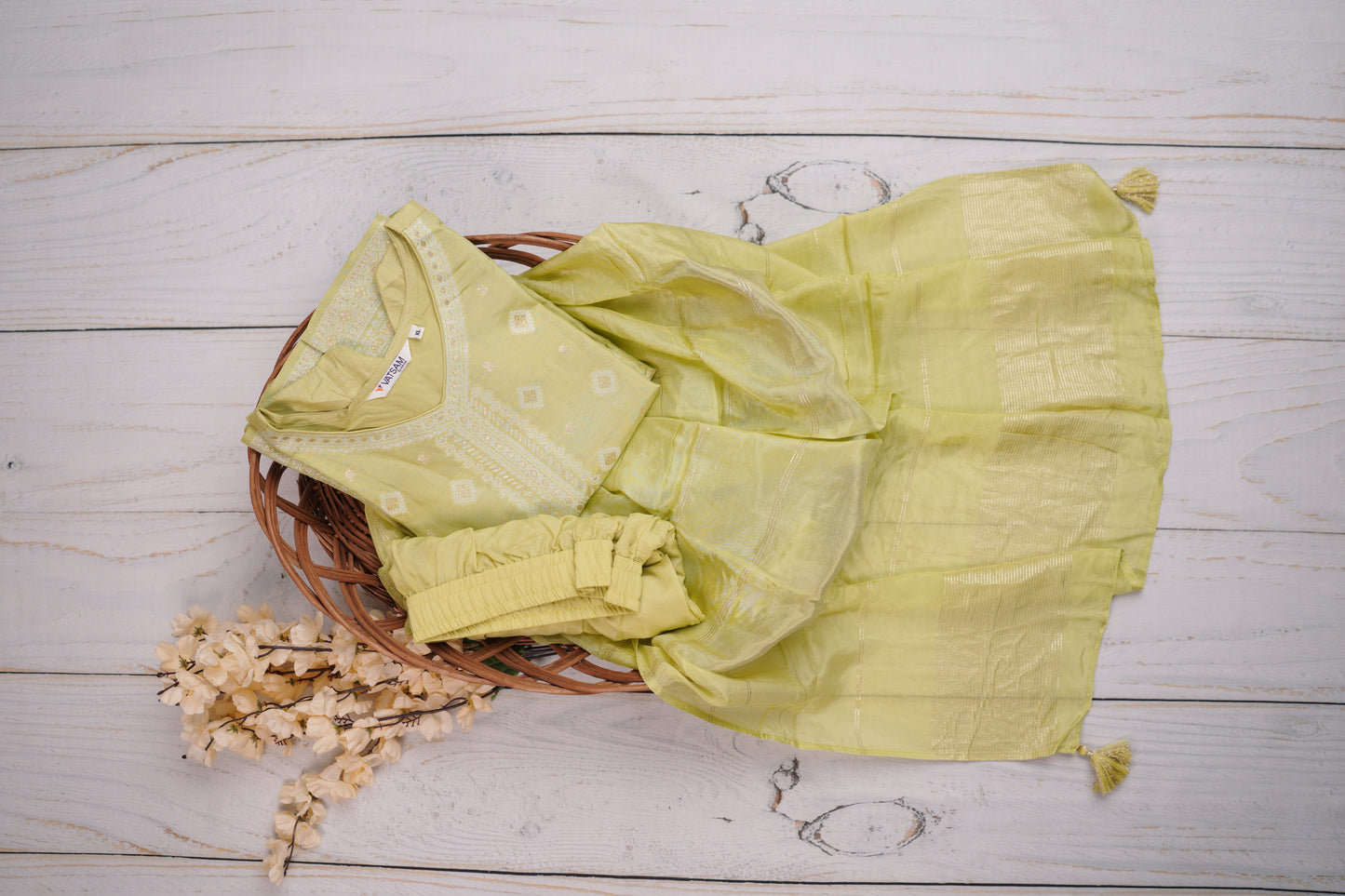 Olive Unstiched Dress Material Suit