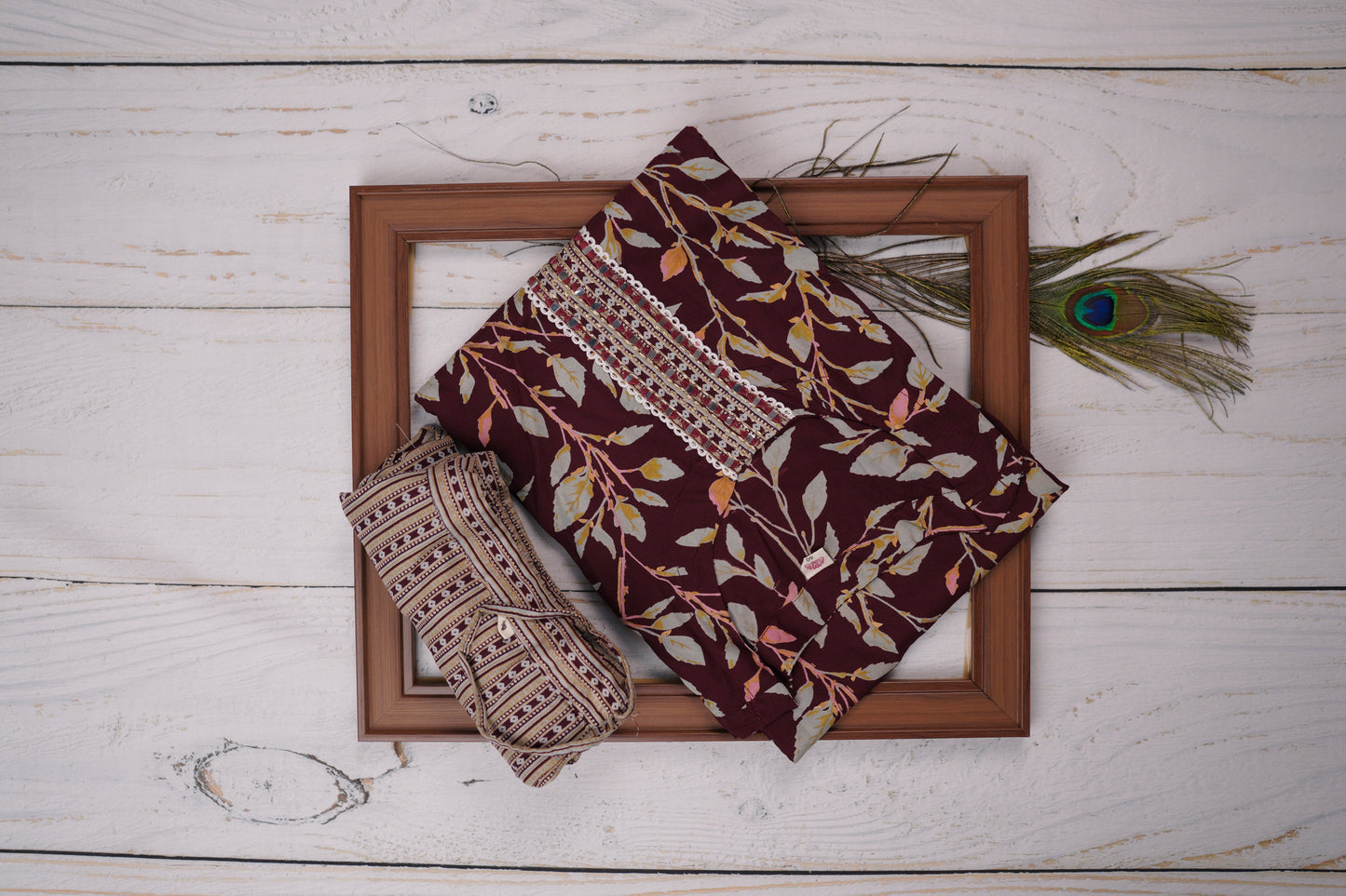 Maroonish-Brown Dress Material Suit