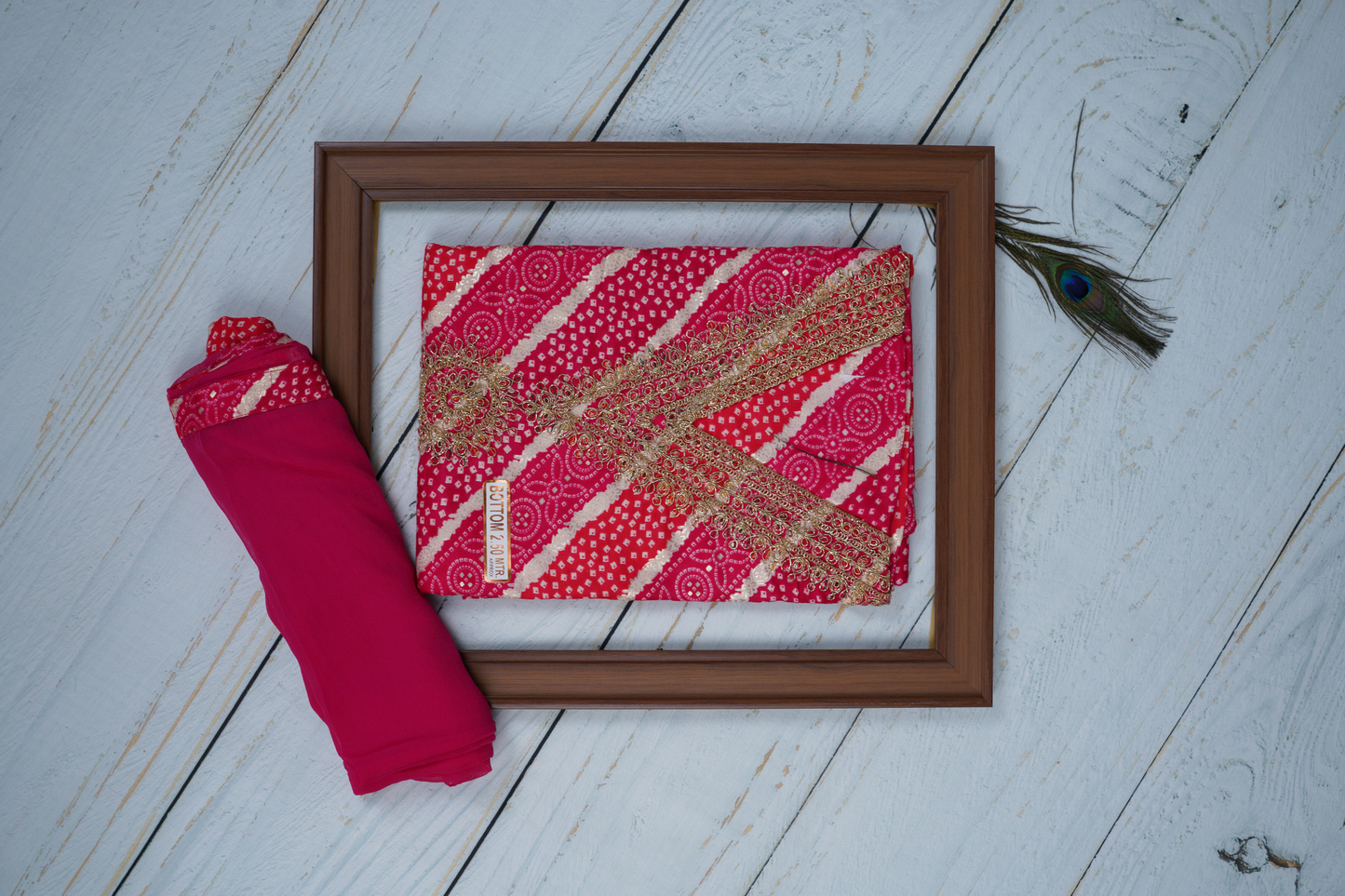 Deep Pink Unstitched Dress Material Suit