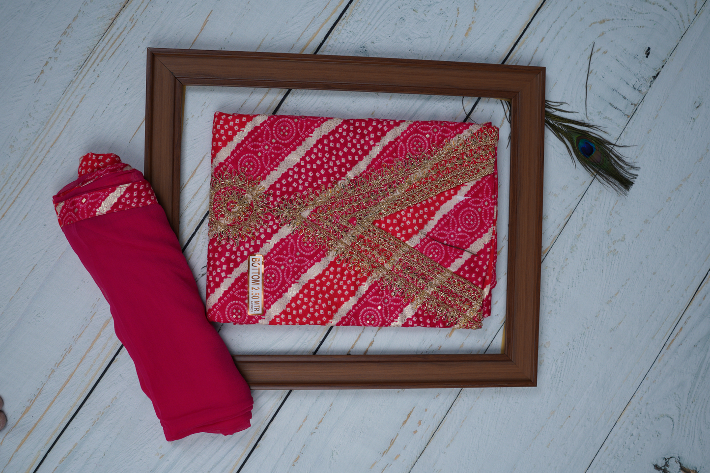 Deep Pink Unstitched Dress Material Suit