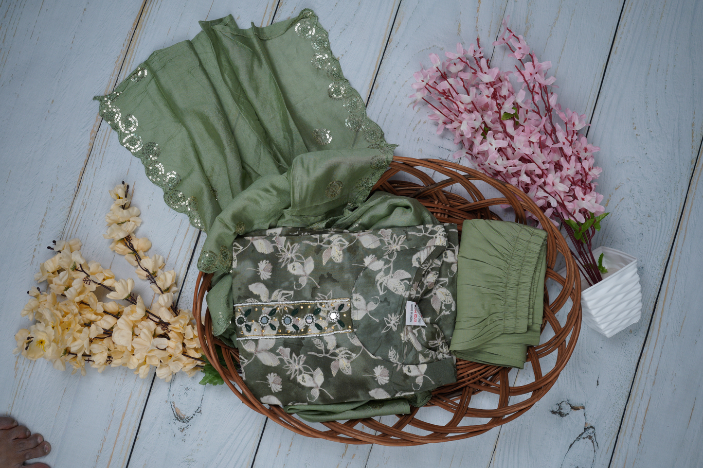 Gleaming Natural Beauty Our Unstitched Dress Material Suit