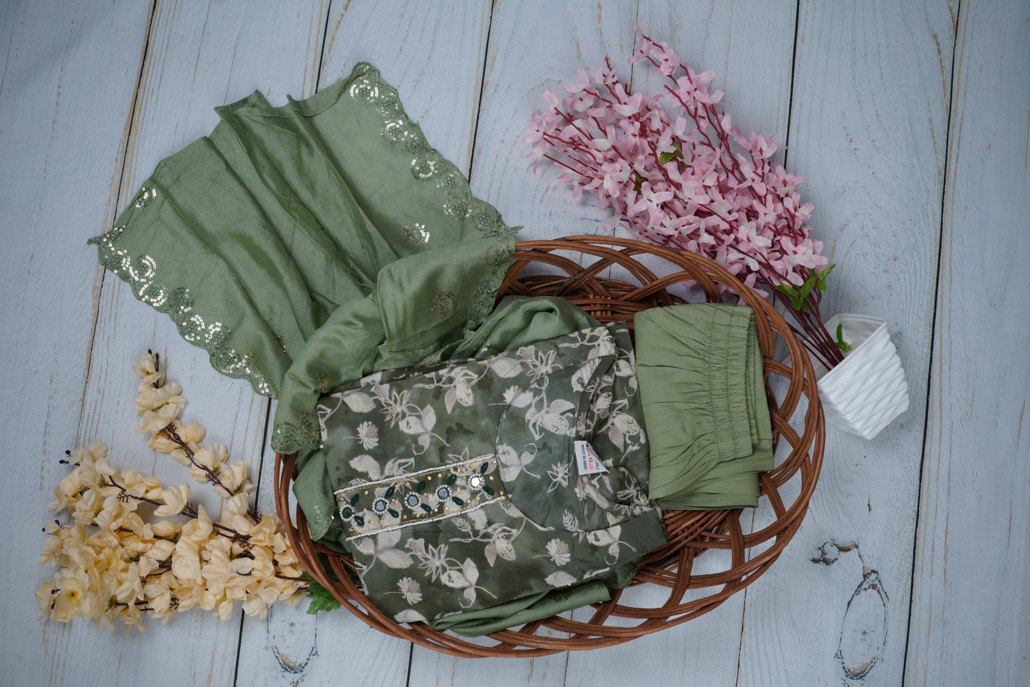 Gleaming Natural Beauty Our Unstitched Dress Material Suit