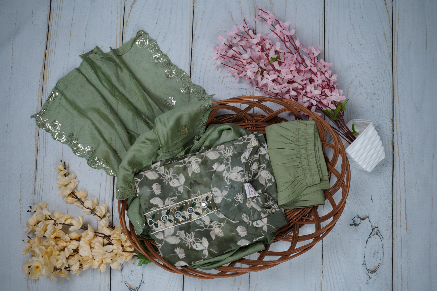 Gleaming Natural Beauty Our Unstitched Dress Material Suit